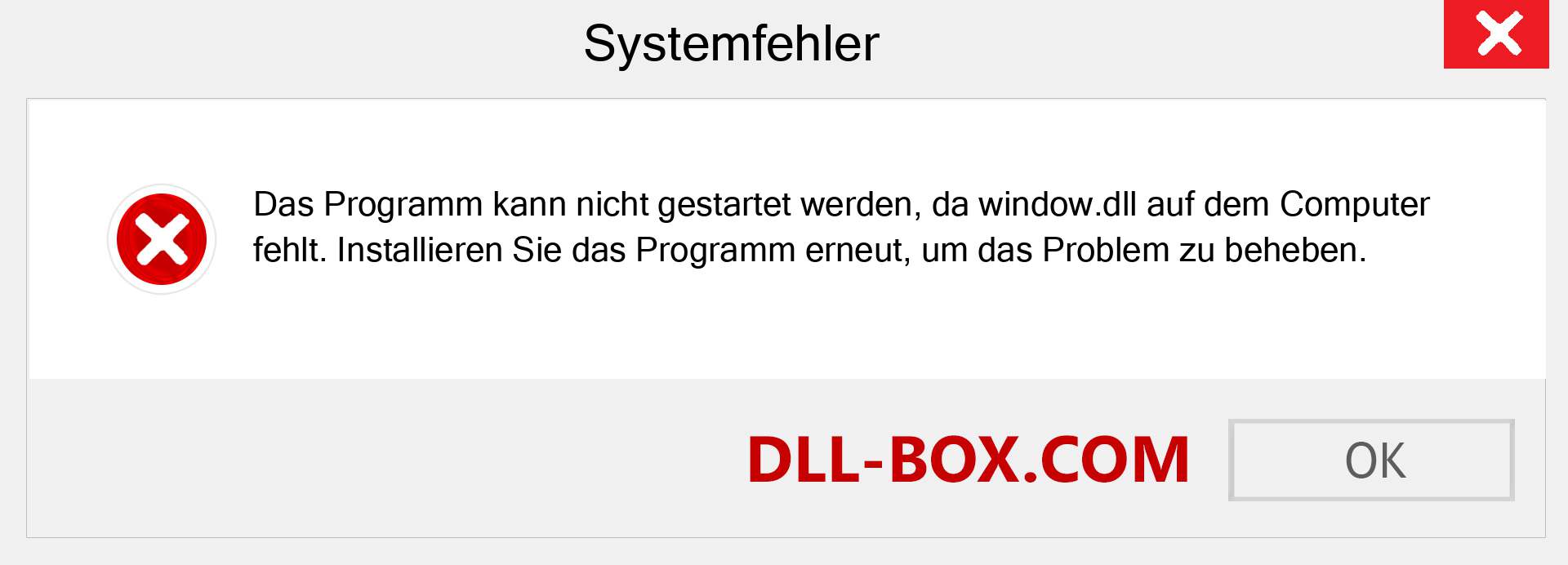 window.dll-Datei fehlt?. Download für Windows 7, 8, 10 - Fix window dll Missing Error unter Windows, Fotos, Bildern