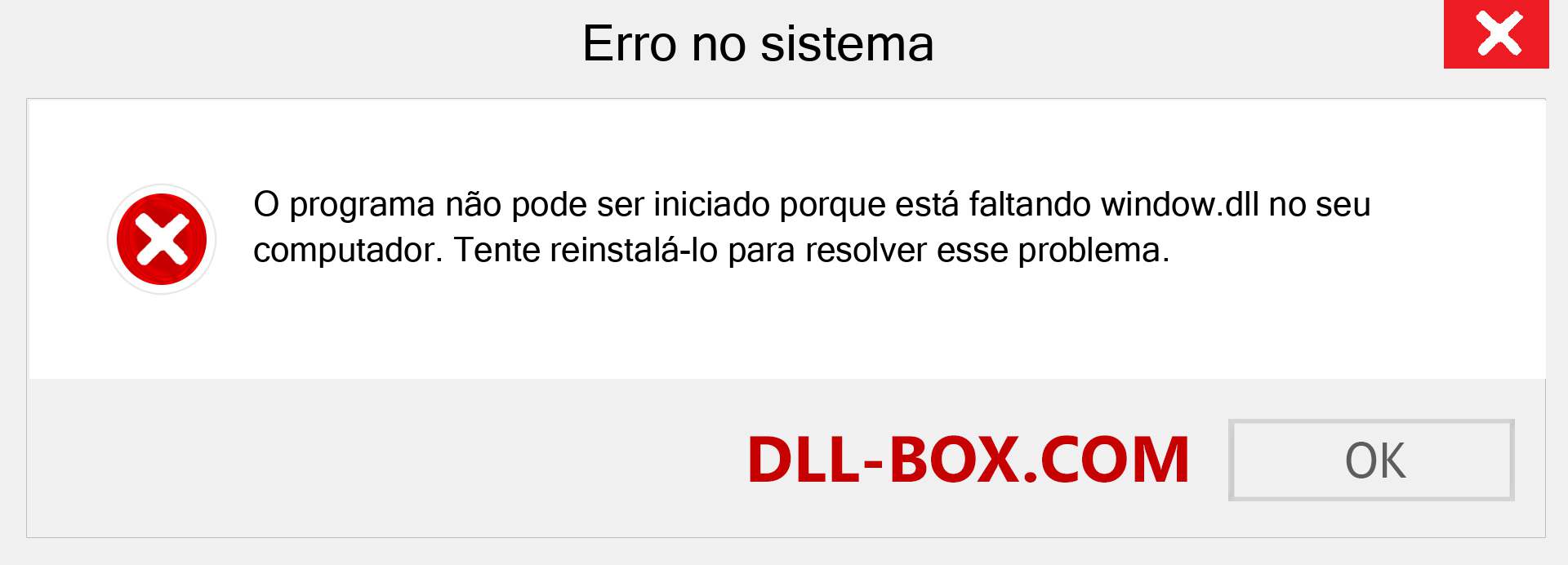 Arquivo window.dll ausente ?. Download para Windows 7, 8, 10 - Correção de erro ausente window dll no Windows, fotos, imagens